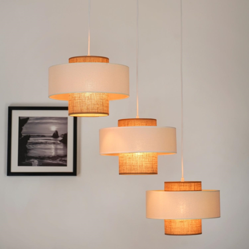 Brilagi - Chandelier on a string DALLAS 3xE27/15W/230V brown/creamy/white