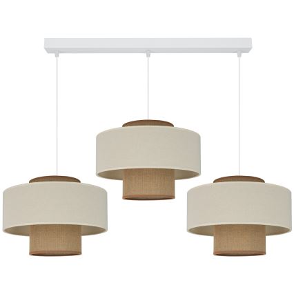 Brilagi - Chandelier on a string DALLAS 3xE27/15W/230V brown/creamy/white