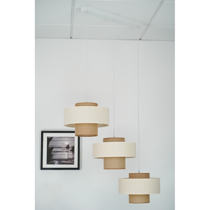 Brilagi - Chandelier on a string DALLAS 3xE27/15W/230V brown/creamy/white