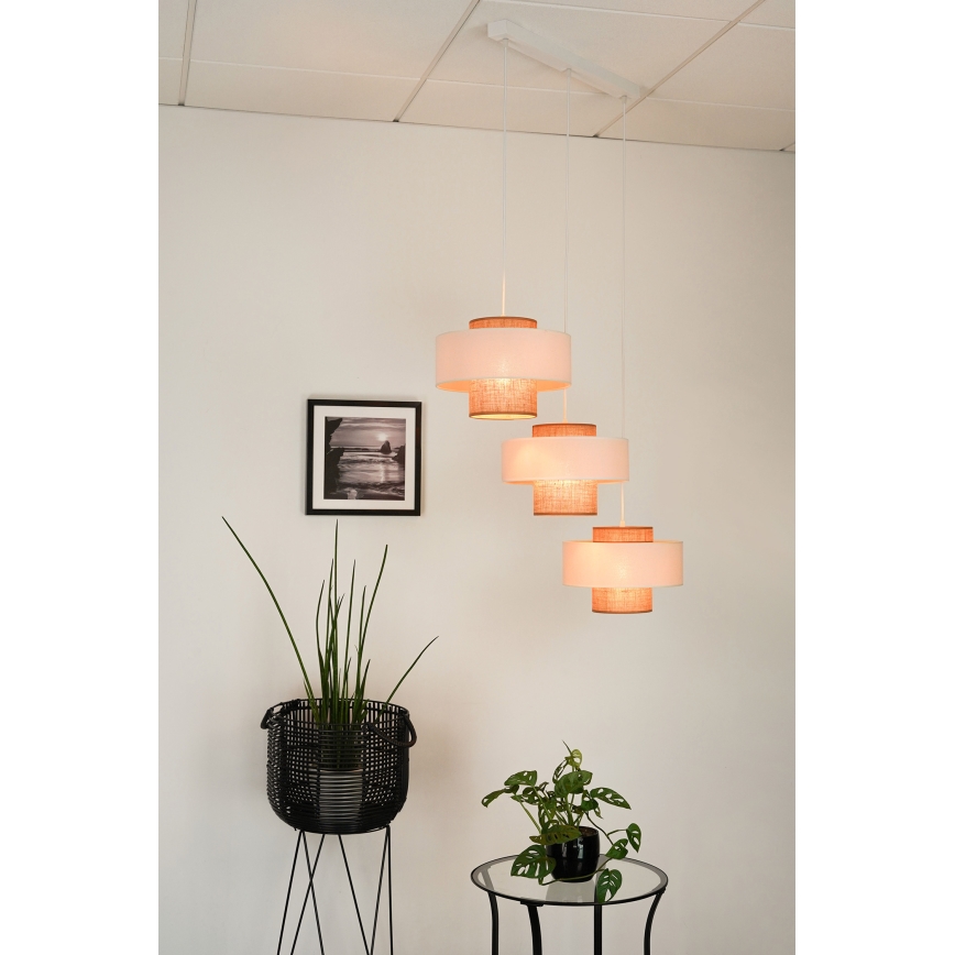 Brilagi - Chandelier on a string DALLAS 3xE27/15W/230V brown/creamy/white
