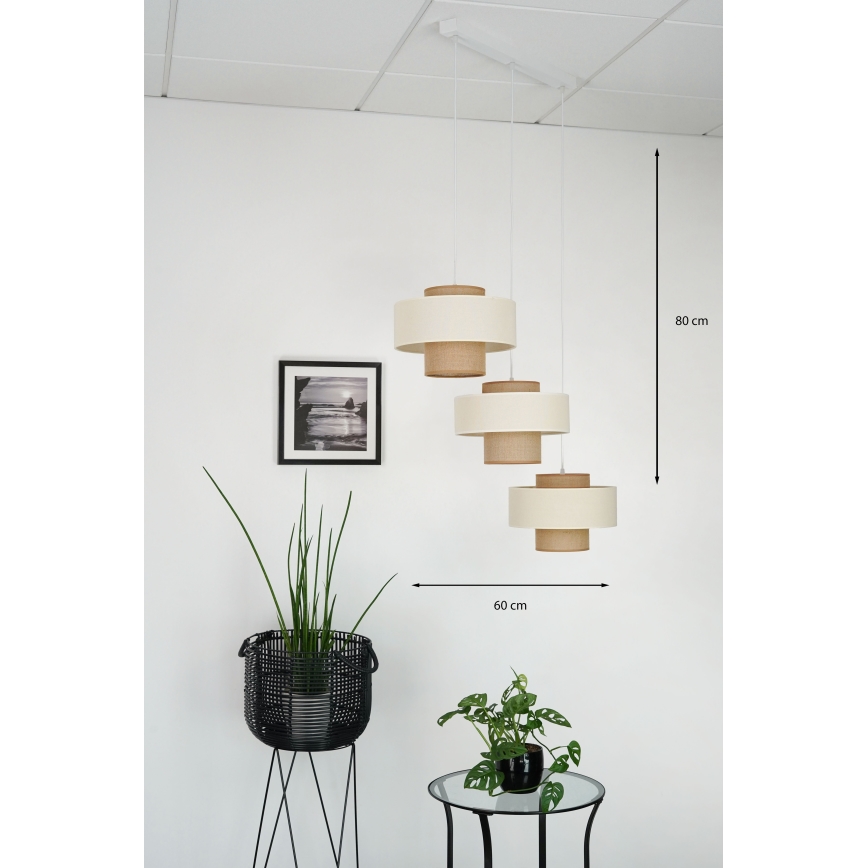 Brilagi - Chandelier on a string DALLAS 3xE27/15W/230V brown/creamy/white