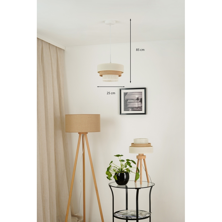 Brilagi - Chandelier on a string DENVER LUNETA 1xE27/15W/230V d. 25 cm beige/brown/creamy