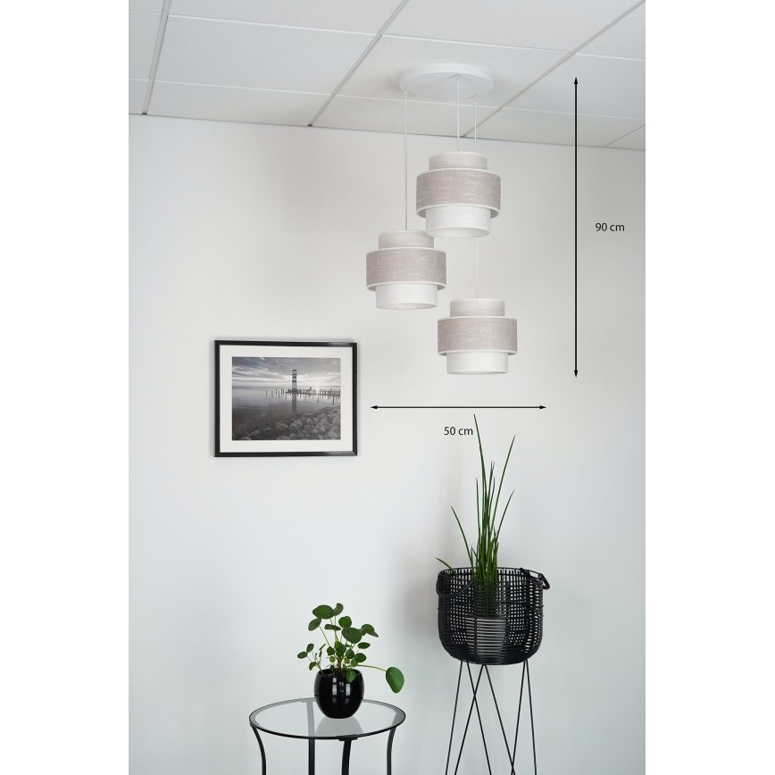Brilagi - Chandelier on a string DOVER SPACE 3xE27/15W/230V grey/creamy