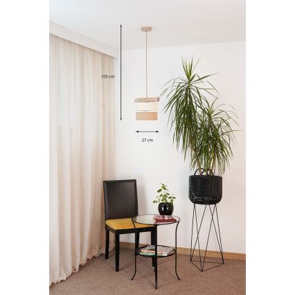 Brilagi - Chandelier on a string FOREST 1xE27/15W/230V pine/beige/creamy