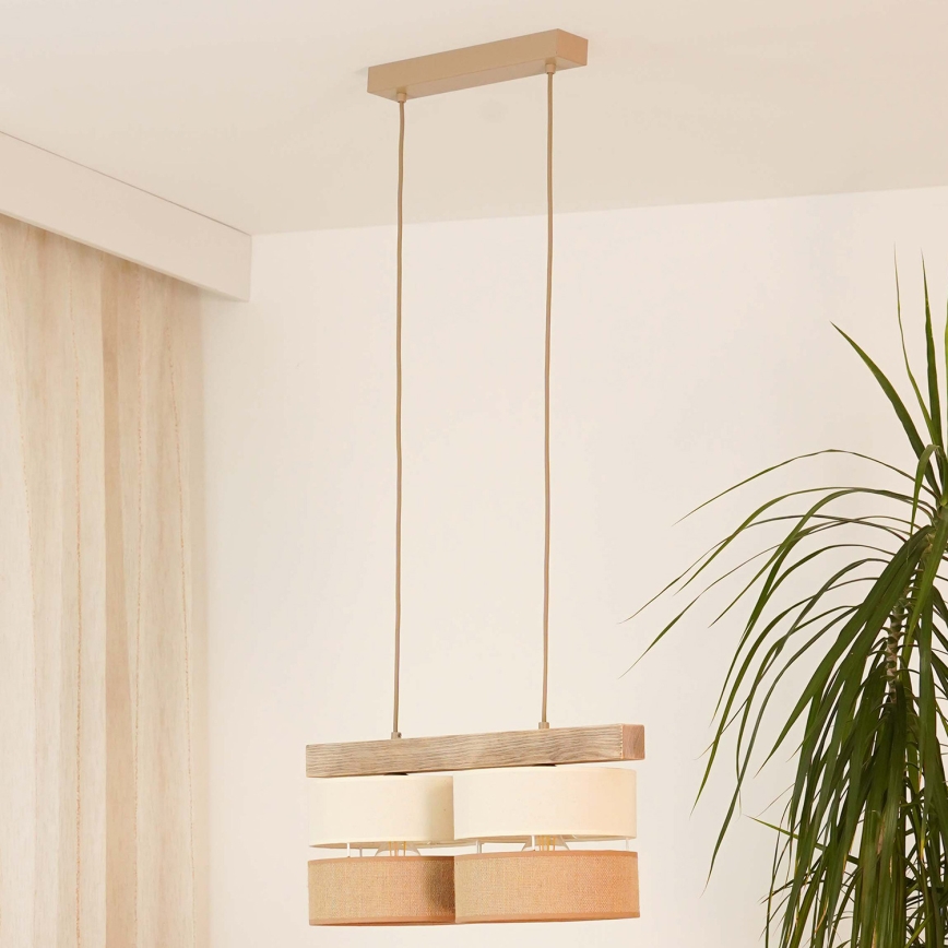 Brilagi - Chandelier on a string FOREST 2xE27/15W/230V pine/beige/creamy