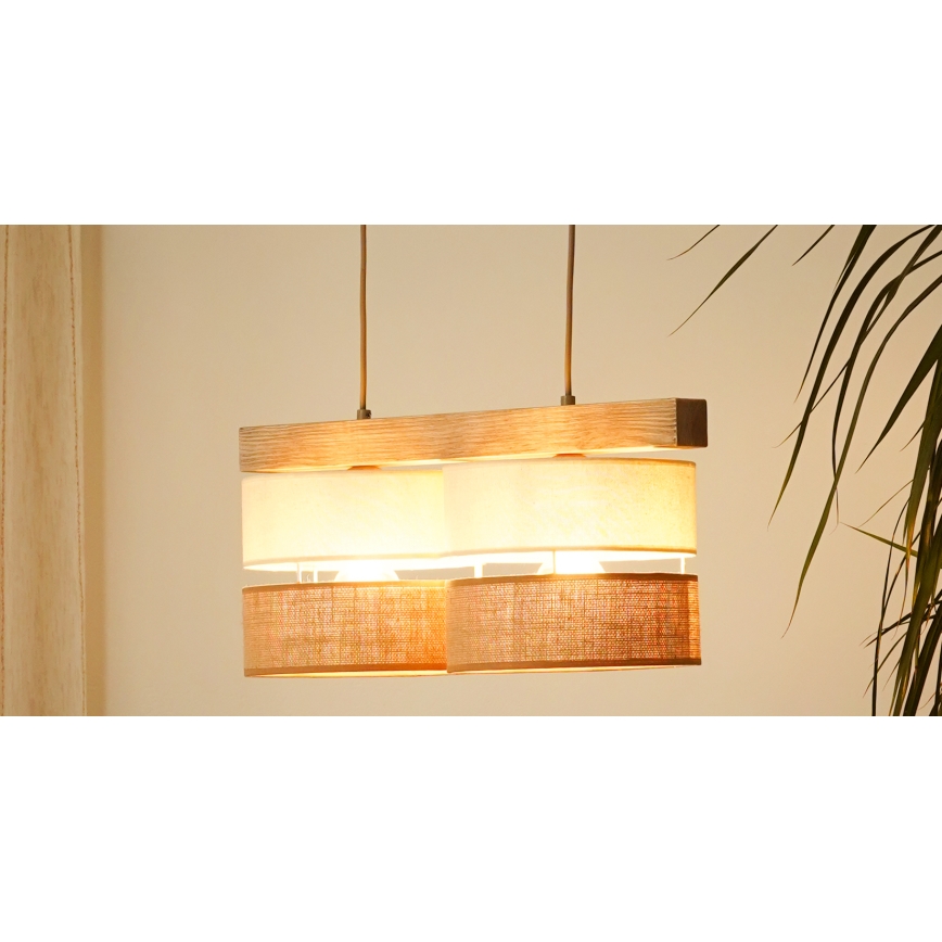Brilagi - Chandelier on a string FOREST 2xE27/15W/230V pine/beige/creamy