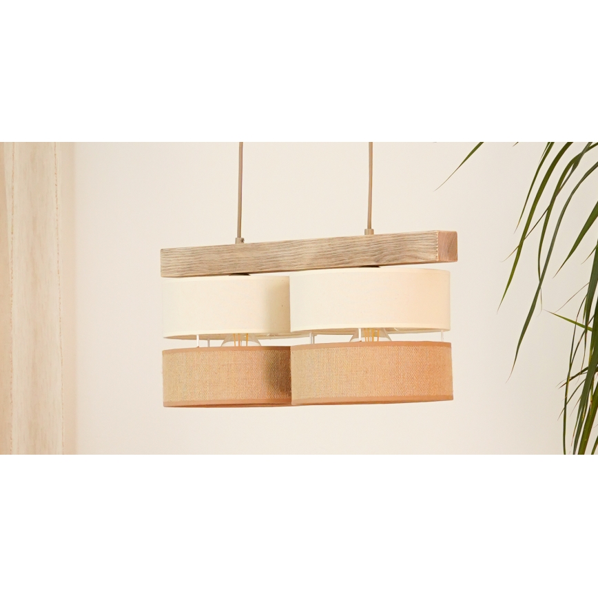 Brilagi - Chandelier on a string FOREST 2xE27/15W/230V pine/beige/creamy