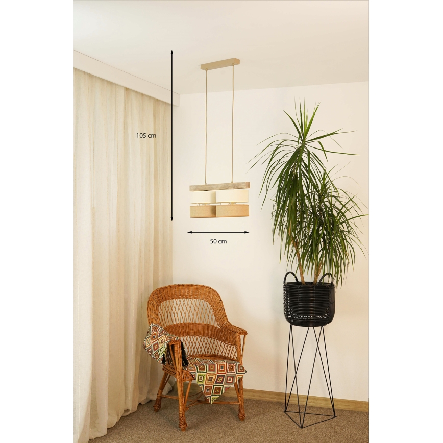 Brilagi - Chandelier on a string FOREST 2xE27/15W/230V pine/beige/creamy