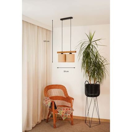 Brilagi - Chandelier on a string FOREST 2xE27/15W/230V pine/brown/black