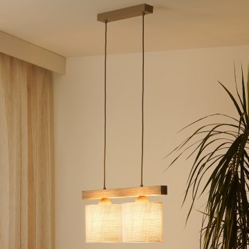 Brilagi - Chandelier on a string FOREST 2xE27/15W/230V pine/brown/creamy