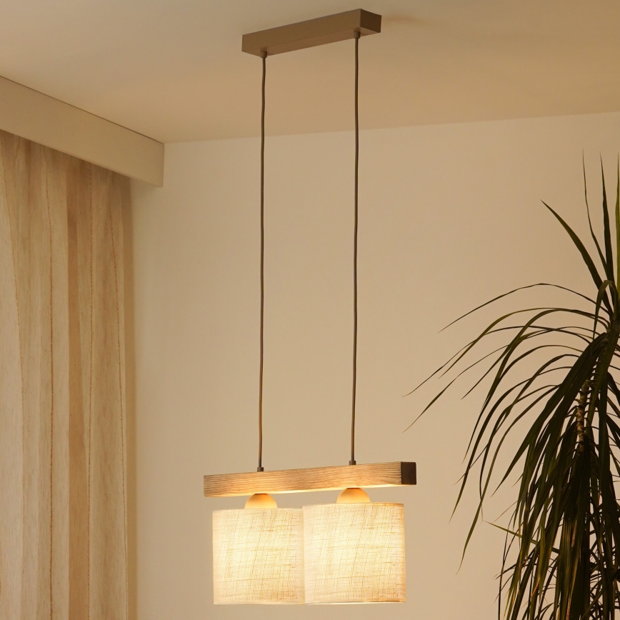 Brilagi - Chandelier on a string FOREST 2xE27/15W/230V pine/brown/creamy