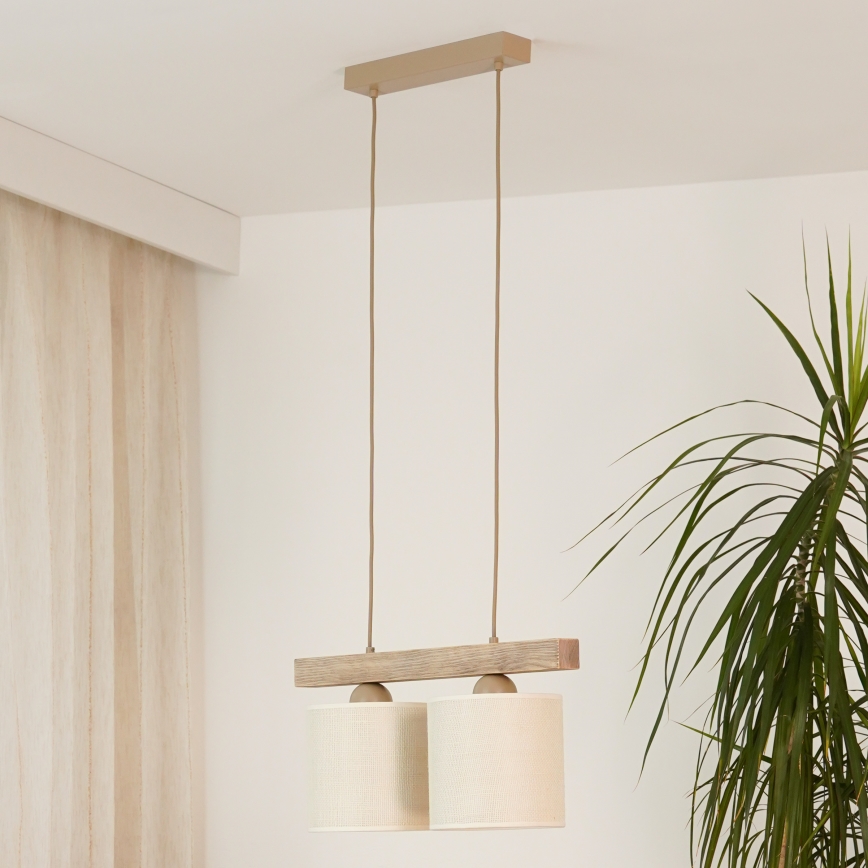 Brilagi - Chandelier on a string FOREST 2xE27/15W/230V pine/brown/creamy