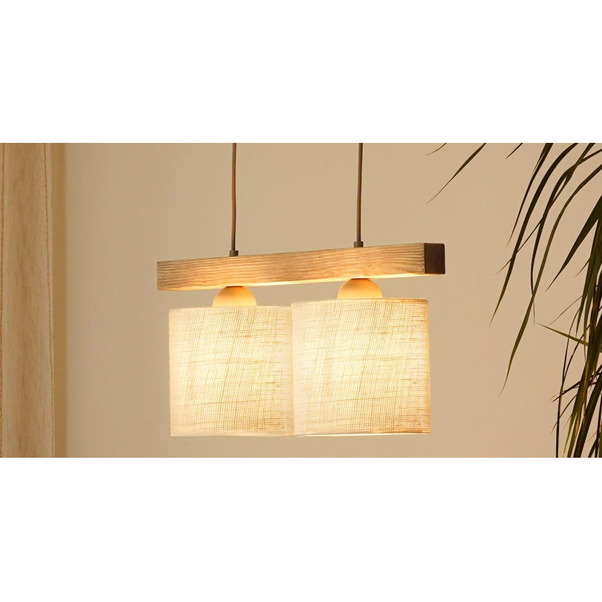 Brilagi - Chandelier on a string FOREST 2xE27/15W/230V pine/brown/creamy