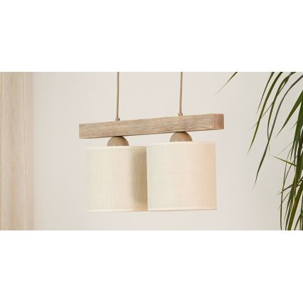 Brilagi - Chandelier on a string FOREST 2xE27/15W/230V pine/brown/creamy