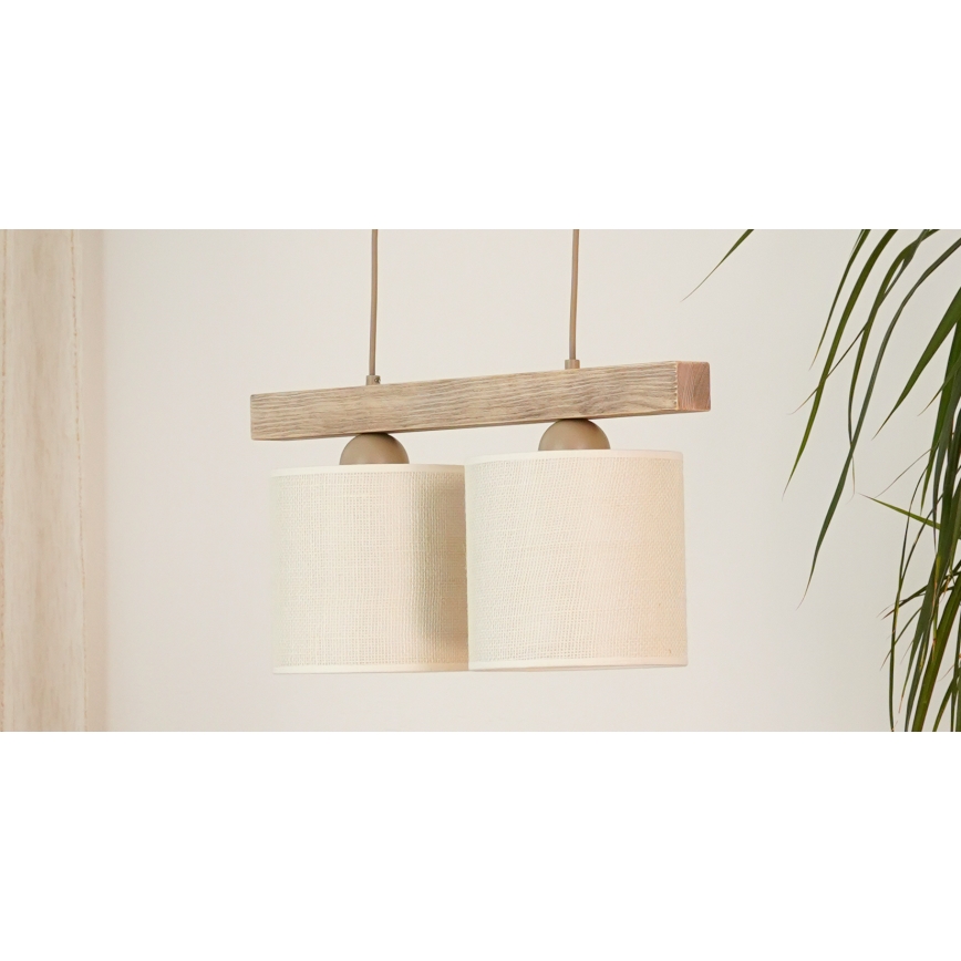 Brilagi - Chandelier on a string FOREST 2xE27/15W/230V pine/brown/creamy