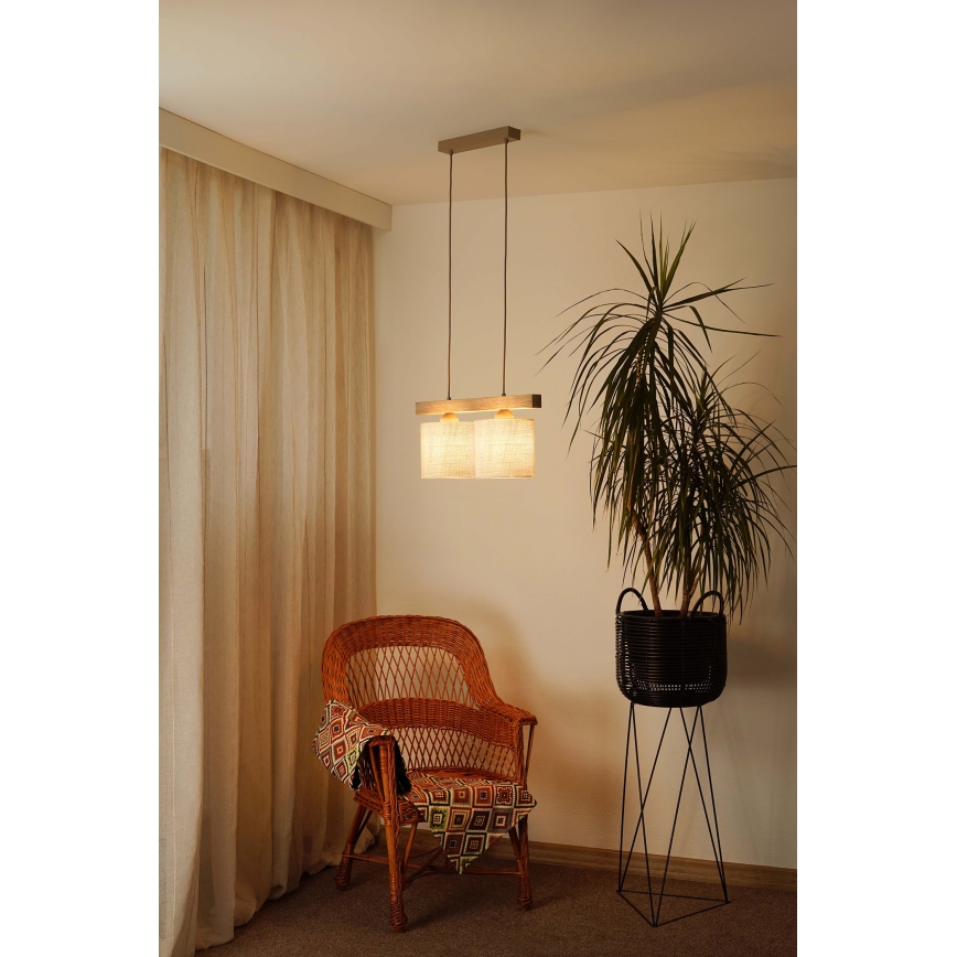 Brilagi - Chandelier on a string FOREST 2xE27/15W/230V pine/brown/creamy