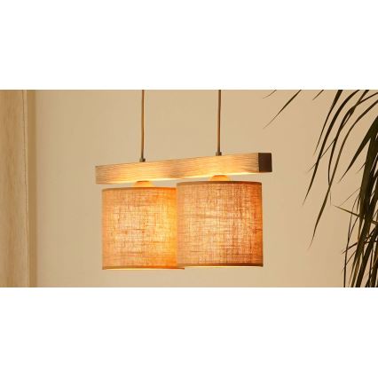 Brilagi - Chandelier on a string FOREST 2xE27/15W/230V pine/brown