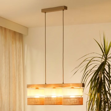Brilagi - Chandelier on a string FOREST 3xE27/15W/230V pine/beige/creamy