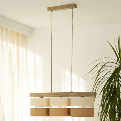Brilagi - Chandelier on a string FOREST 3xE27/15W/230V pine/beige/creamy