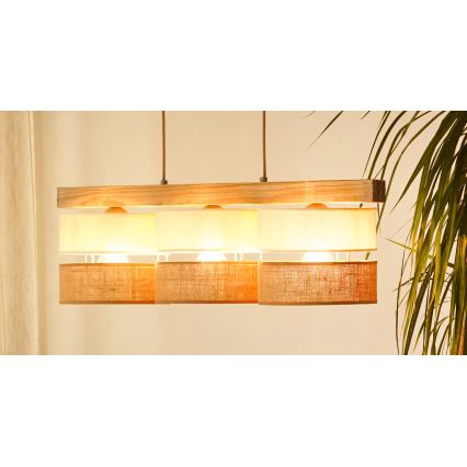 Brilagi - Chandelier on a string FOREST 3xE27/15W/230V pine/beige/creamy