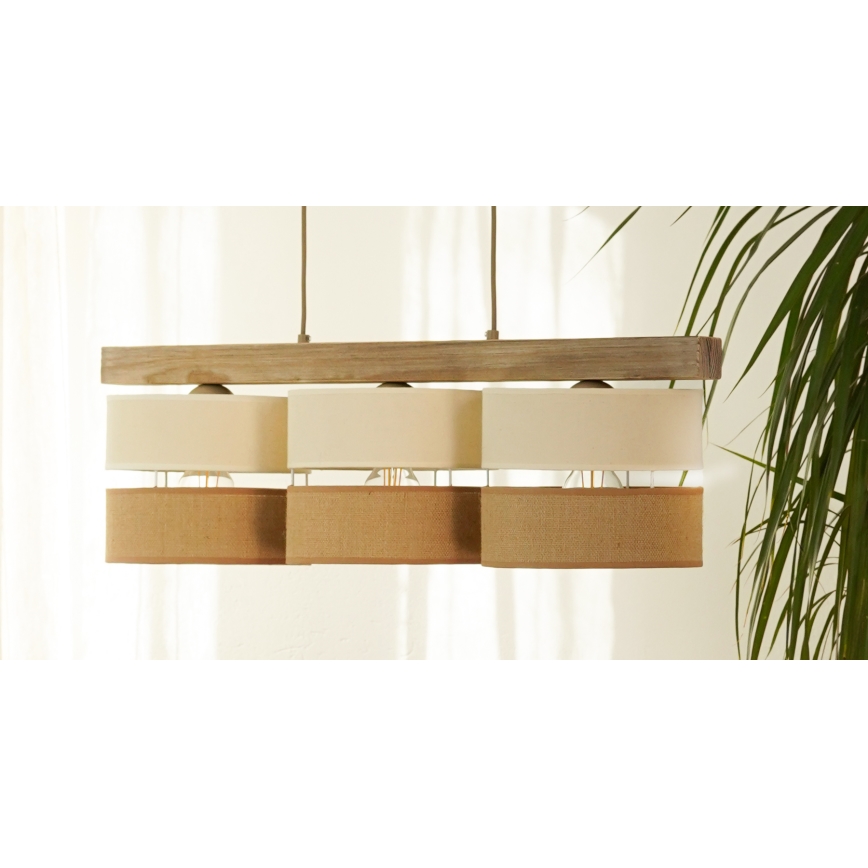 Brilagi - Chandelier on a string FOREST 3xE27/15W/230V pine/beige/creamy