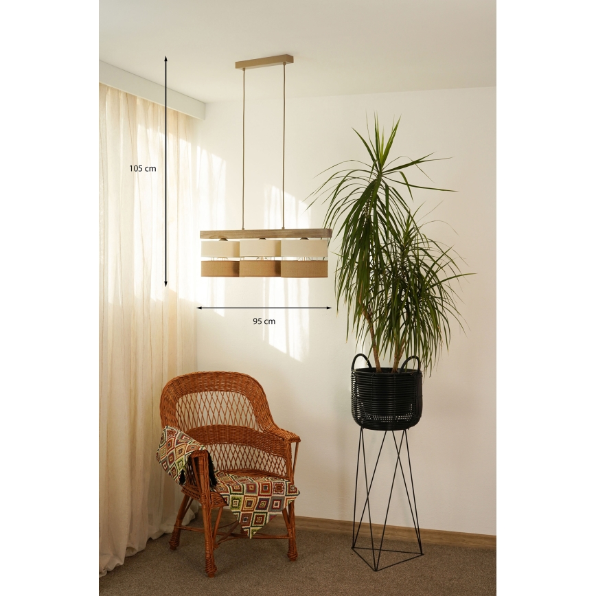 Brilagi - Chandelier on a string FOREST 3xE27/15W/230V pine/beige/creamy