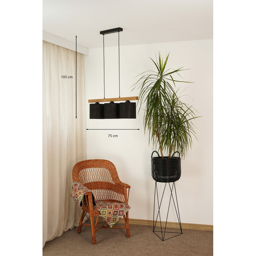 Brilagi - Chandelier on a string FOREST 3xE27/15W/230V pine/black