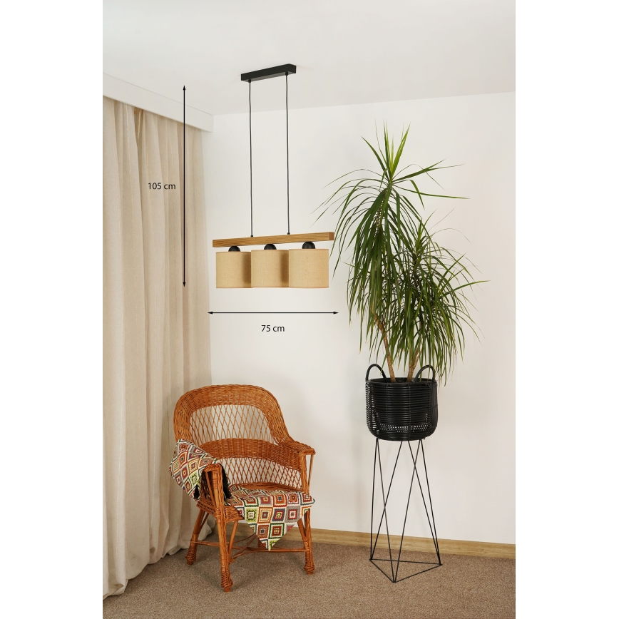 Brilagi - Chandelier on a string FOREST 3xE27/15W/230V pine/brown/black