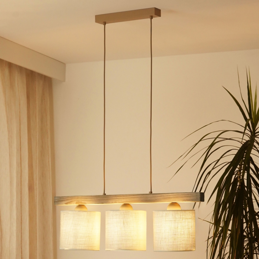 Brilagi - Chandelier on a string FOREST 3xE27/15W/230V pine/brown/creamy