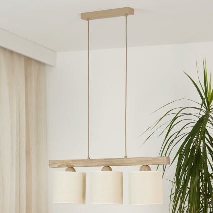Brilagi - Chandelier on a string FOREST 3xE27/15W/230V pine/brown/creamy
