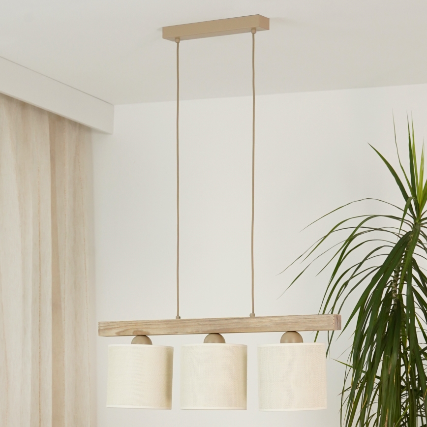 Brilagi - Chandelier on a string FOREST 3xE27/15W/230V pine/brown/creamy