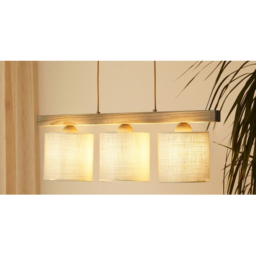 Brilagi - Chandelier on a string FOREST 3xE27/15W/230V pine/brown/creamy