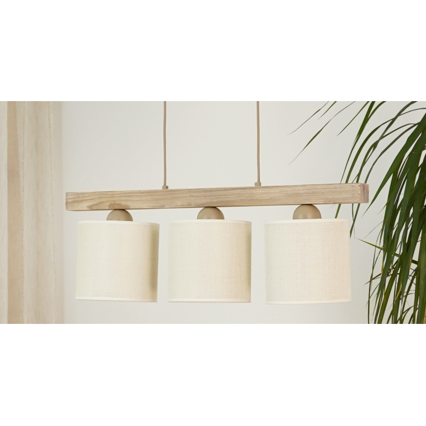 Brilagi - Chandelier on a string FOREST 3xE27/15W/230V pine/brown/creamy