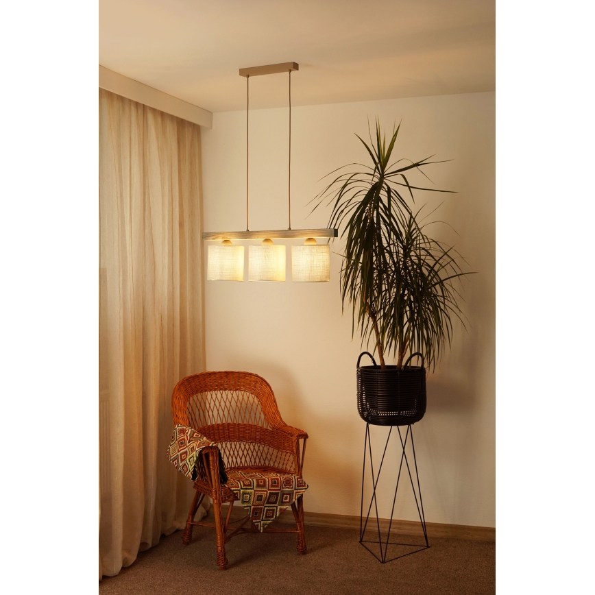 Brilagi - Chandelier on a string FOREST 3xE27/15W/230V pine/brown/creamy