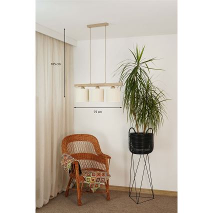 Brilagi - Chandelier on a string FOREST 3xE27/15W/230V pine/brown/creamy