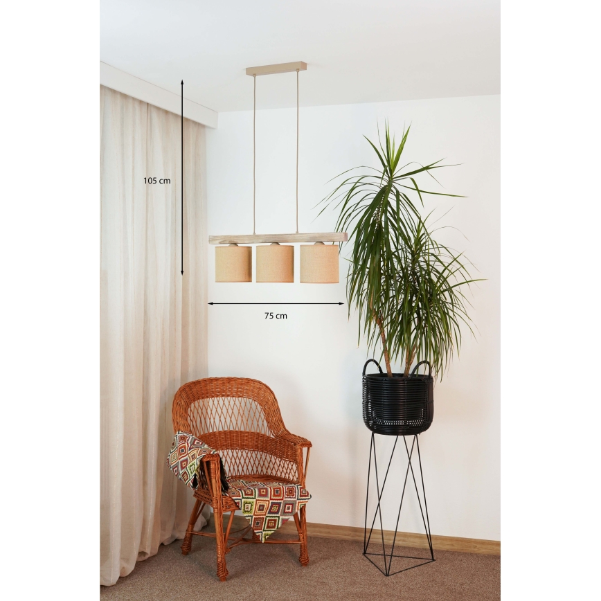 Brilagi - Chandelier on a string FOREST 3xE27/15W/230V pine/brown