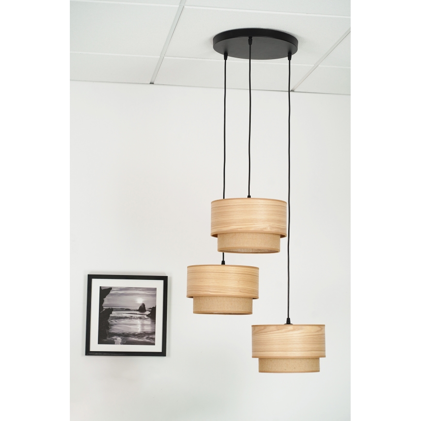 Brilagi - Chandelier on a string MONTANA BOHO 3xE27/15W/230V brown/black