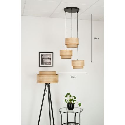Brilagi - Chandelier on a string MONTANA BOHO 3xE27/15W/230V brown/black