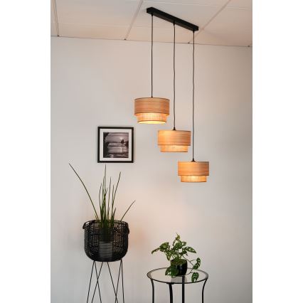 Brilagi - Chandelier on a string MONTANA BOHO 3xE27/15W/230V brown/black