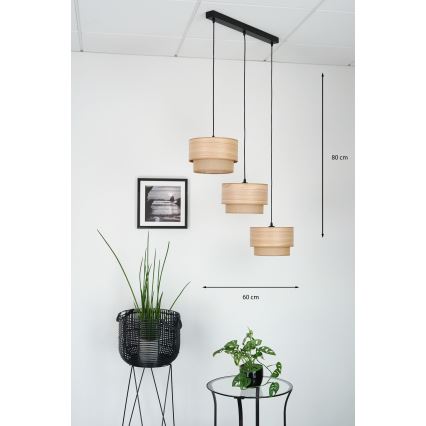 Brilagi - Chandelier on a string MONTANA BOHO 3xE27/15W/230V brown/black