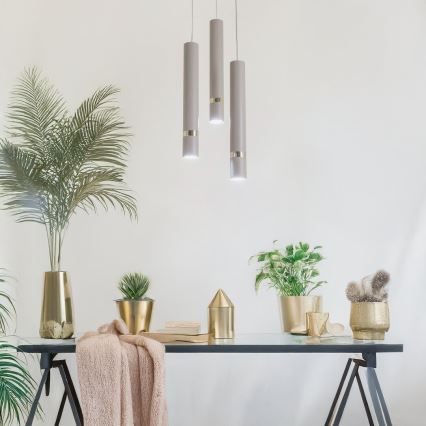 Brilagi - Chandelier on a string POKER 3xGU10/25W/230V beige/gold