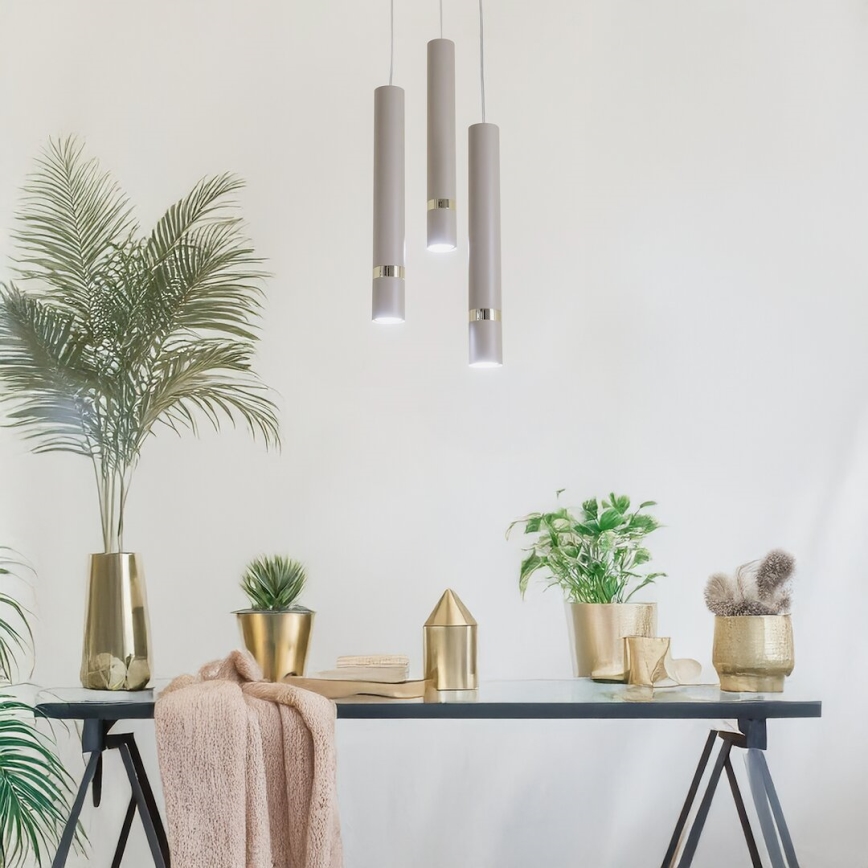 Brilagi - Chandelier on a string POKER 3xGU10/25W/230V beige/gold