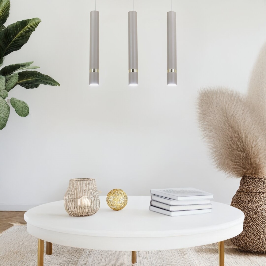 Brilagi - Chandelier on a string POKER 3xGU10/25W/230V beige/gold