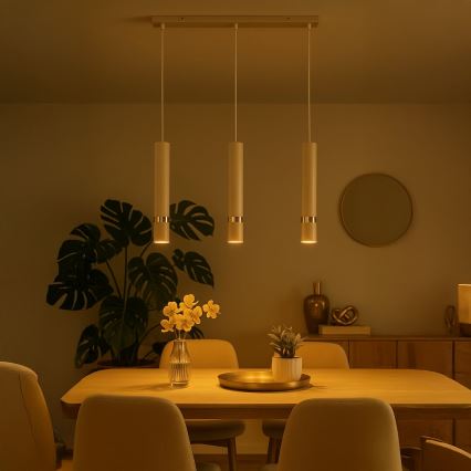 Brilagi - Chandelier on a string POKER 3xGU10/25W/230V beige/gold