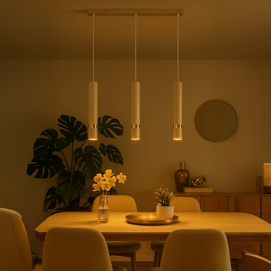 Brilagi - Chandelier on a string POKER 3xGU10/25W/230V beige/gold