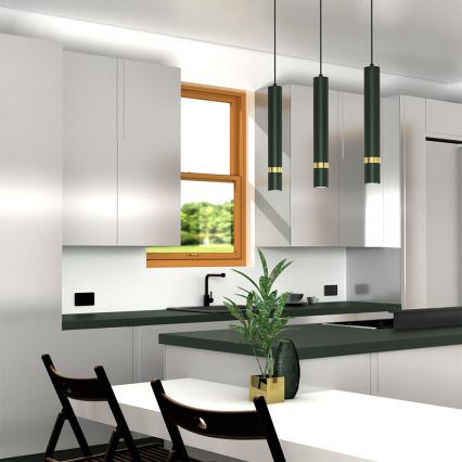 Brilagi - Chandelier on a string POKER 3xGU10/25W/230V green/gold