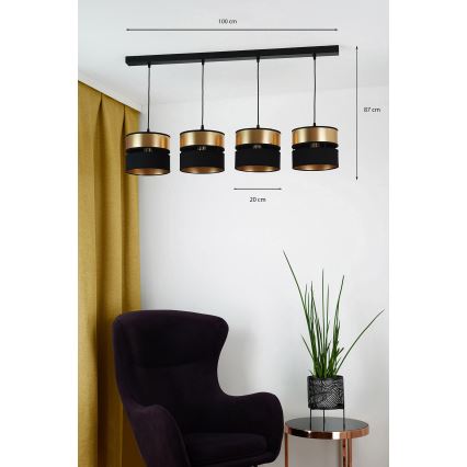 Brilagi - Chandelier on a string ROYAL 4xE27/15W/230V black/gold