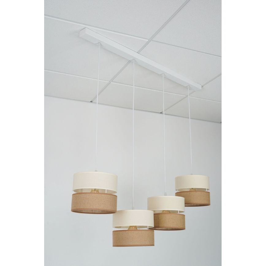 Brilagi - Chandelier on a string ROYAL YUTE 4xE27/15W/230V beige/creamy/white