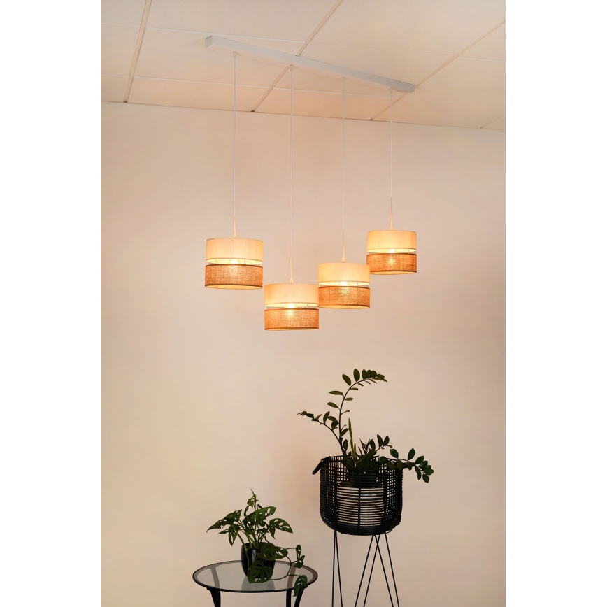 Brilagi - Chandelier on a string ROYAL YUTE 4xE27/15W/230V beige/creamy/white