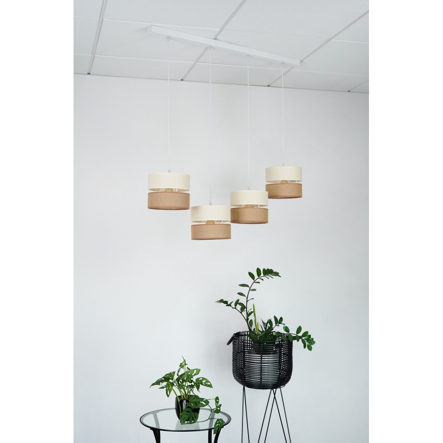 Brilagi - Chandelier on a string ROYAL YUTE 4xE27/15W/230V beige/creamy/white